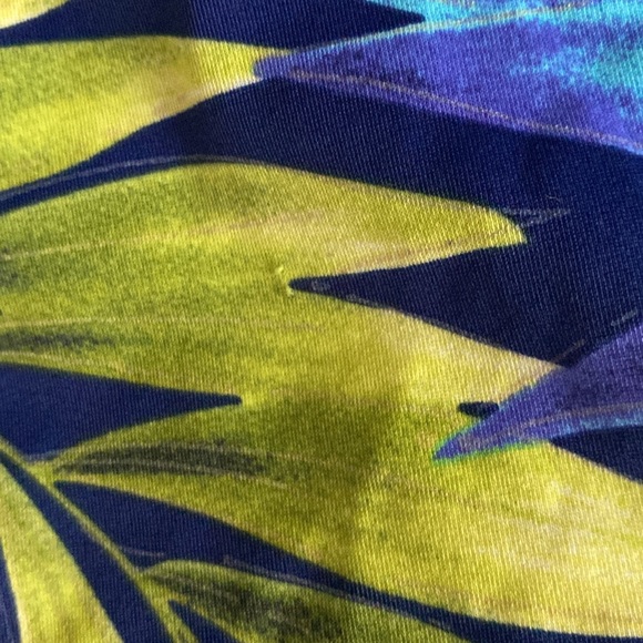 Islander tropical palm leaves print navy swim top - Picture 7 of 17